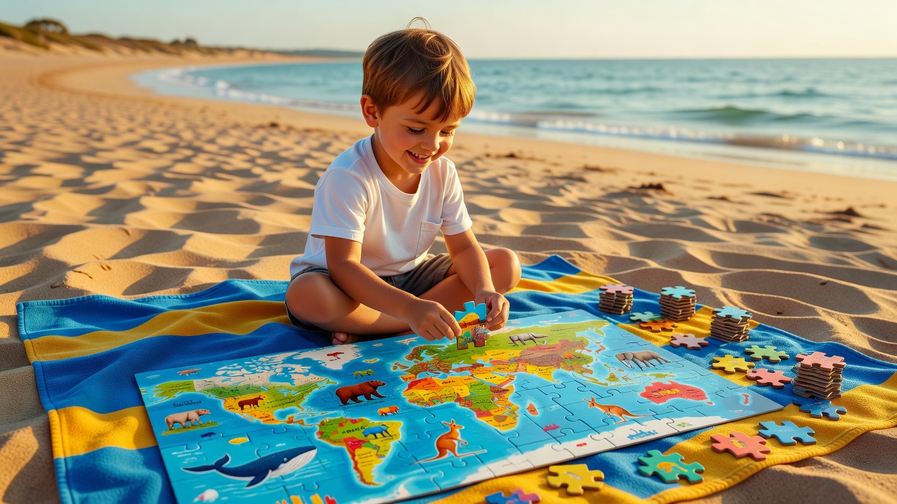 Educational learning puzzle map